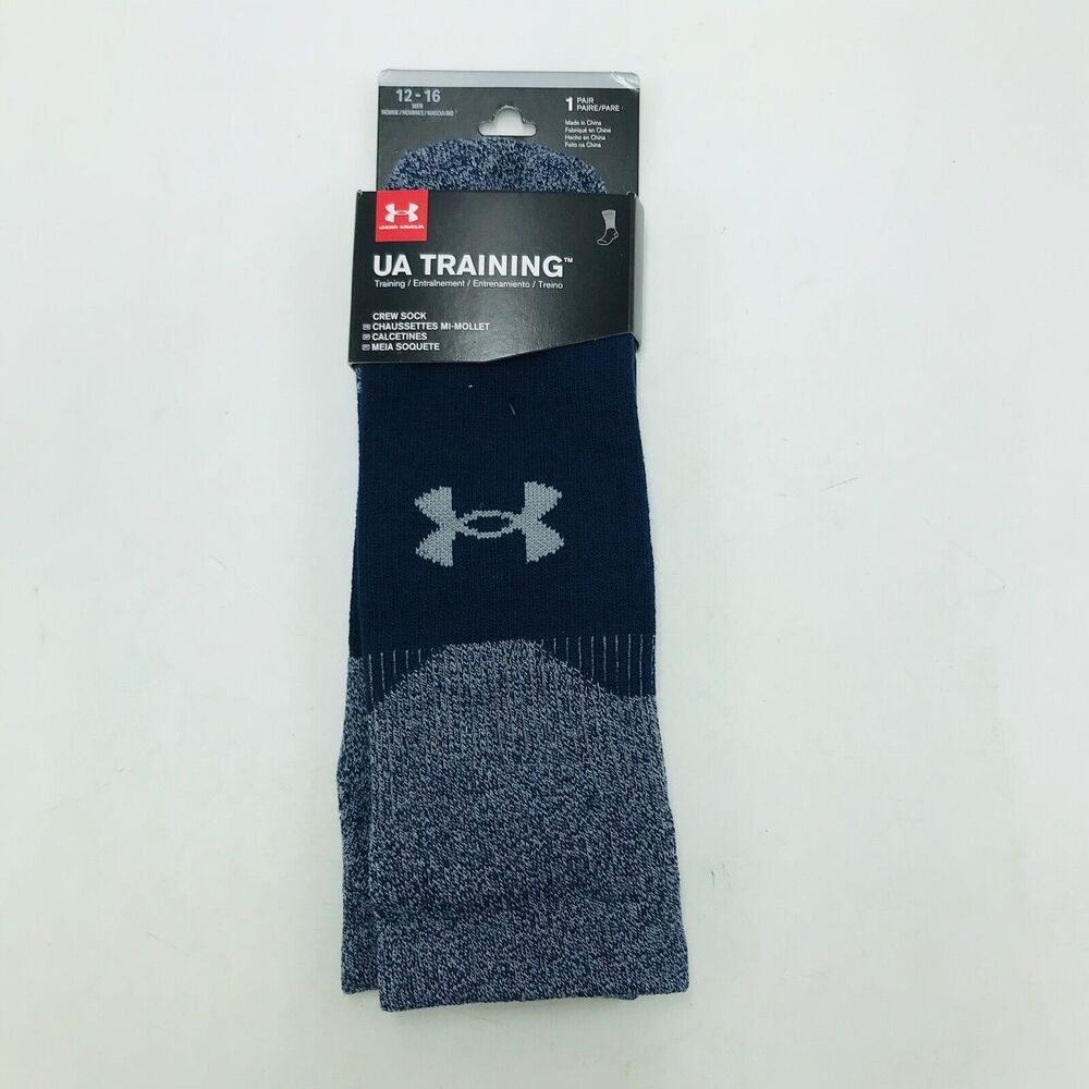 Under Armour Men's 12-16 Training Crew Socks Blue 1 Pair New